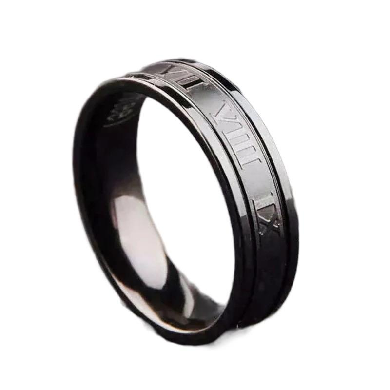 Roman Numerals Ring | Stainless Steel | Black