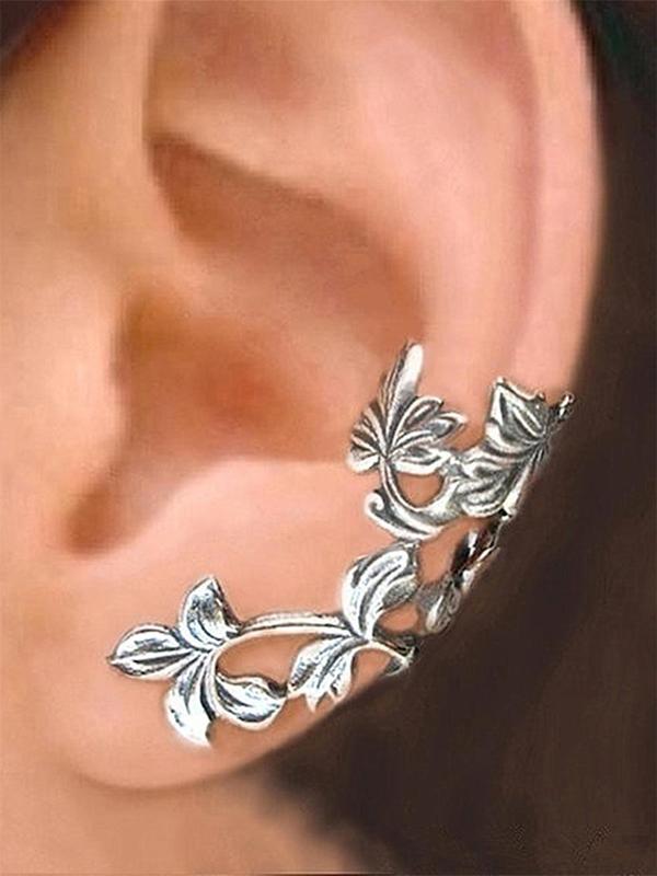 Women's Boho Style Leaf Design Ear Wrap, 1 Pair Trendy Vintage Ear Cuff without Piercing, Chic Gorgeous Jewelry As Gift for Girlfriend for Party Decor