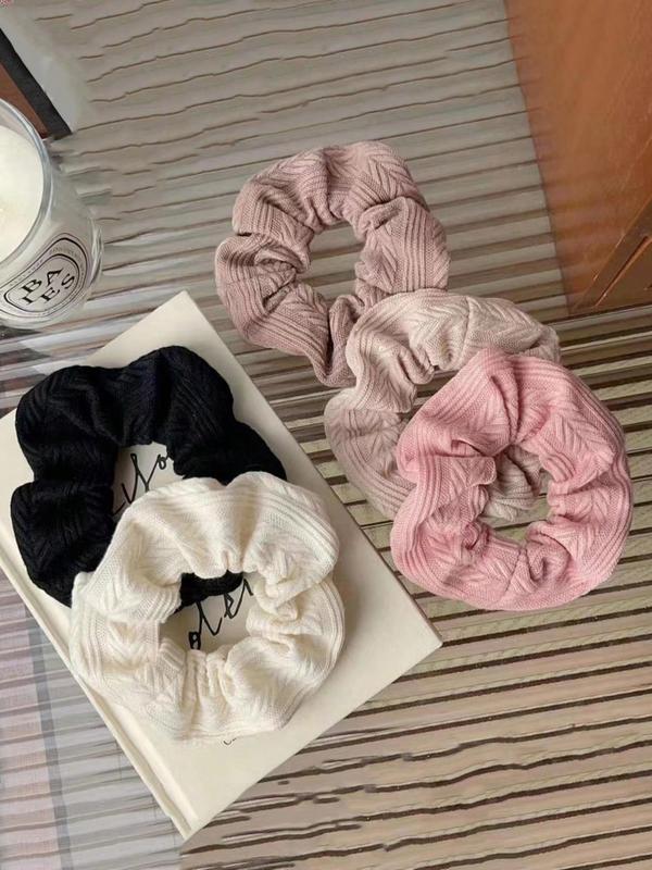 5pcs Simple Design Plain Hair Tie, Minimalist Elegant Solid Scrunchies, Casual Daily Hair Accessories for Women