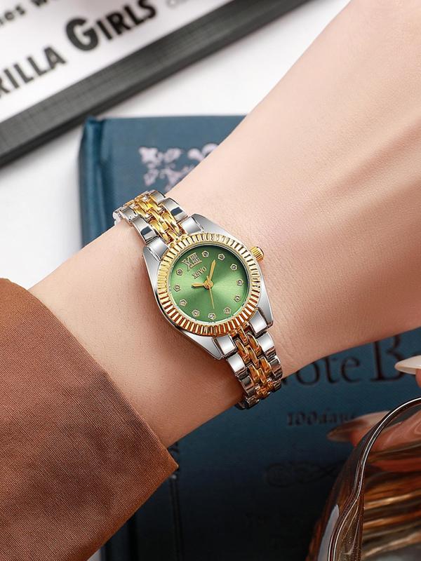 Women's Elegant Rhinestone Decorated Quartz Watch, Fashion Round Dial Analog Watch for Women & Girls, Trendy All-match & Exquisite Watch for Birthday Gift