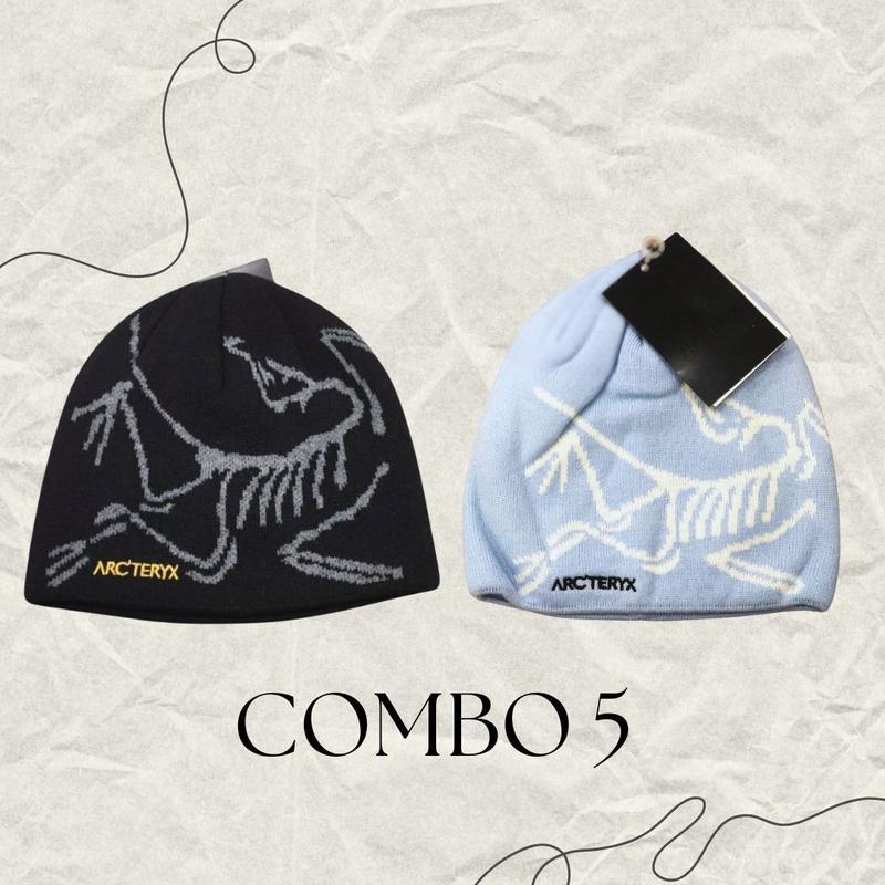 Combo 5 - New Arc'terxy Bird Head Black Toque Beanie Orca black Merino wool hat for winter. Knitted Hat for Winter Warmth and Style. Gift for Men Women.