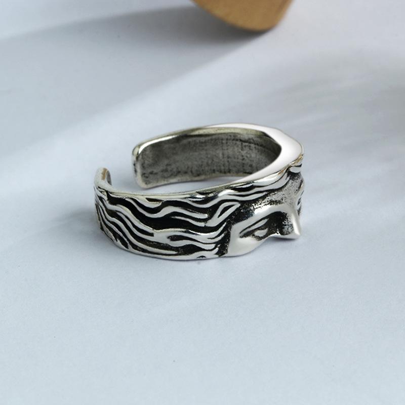 Venus Half Face Ring for Men and Women, Exaggerated Index Finger Ring Sculpture Fashion Open Ring