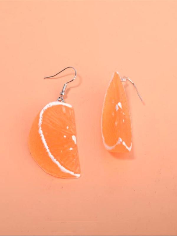 1 Pair Casual Fruit Themed Dangle Earrings, Cute Orange Design Dangle Earrings for Women & Girls, Trendy All-match & Exquisite Jewelry for Birthday Gift