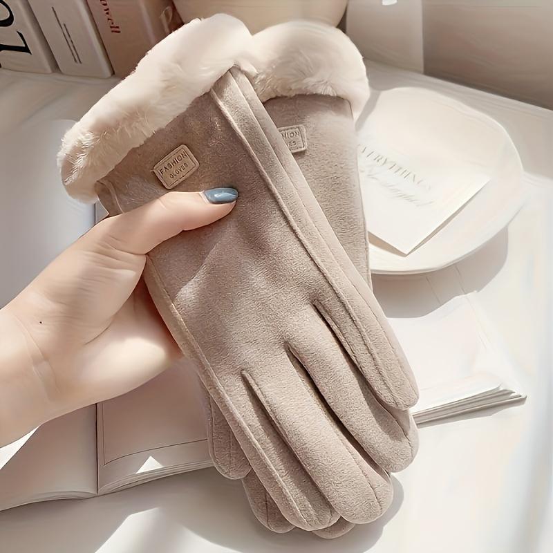 Women's Polyester Touch Screen Gloves - Fall Winter Hand Wash Only, Fleece-Lined Windproof & Waterproof Thermal Gloves with Non-Slip Grip for Driving & Riding