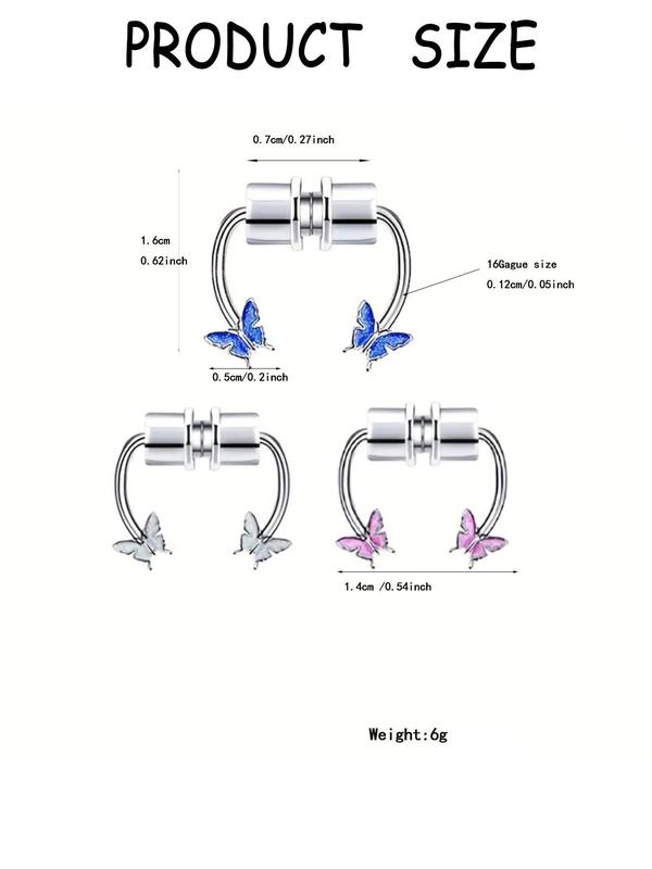 Butterfly Design Magnetic Nose Ring, Fake Septum Ring, Faux Nose Septum Rings, Non-pierced Clip on Nose Rings for Women Men