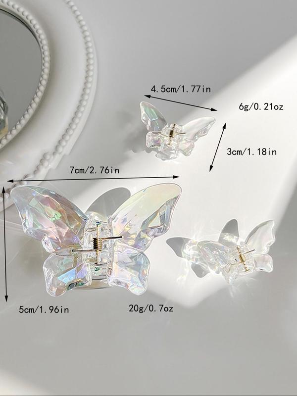 9pcs Transparent Multiple Size Butterfly Design Hair Claw, Fashionable Hair Accessories for Women & Girls, Easy Grasping Hair Claw Clip