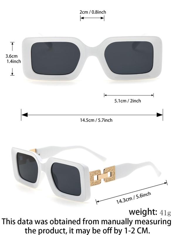 Unisex Vintage Square Frame Sunglasses (1 Pair), Trendy Fashionable Sunglasses for Everyday Use, Versatile Accessories for Outdoor Activities