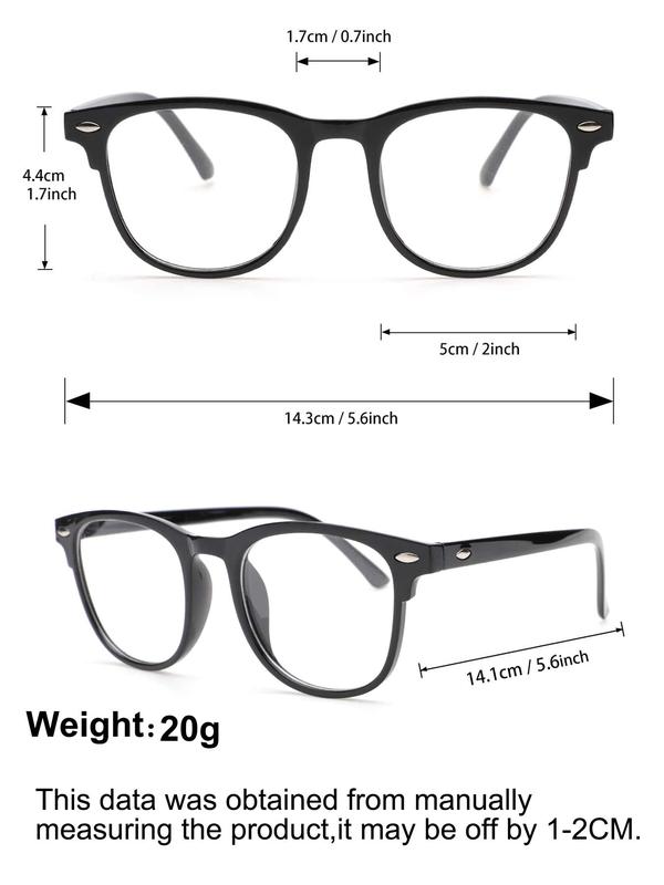 New Trend Plain Color Square & Oval Frame Eyeglasses, 2024 New Style Eyeglasses for Women & Men, Eyeglasses for Work, Daily, Student Back To School