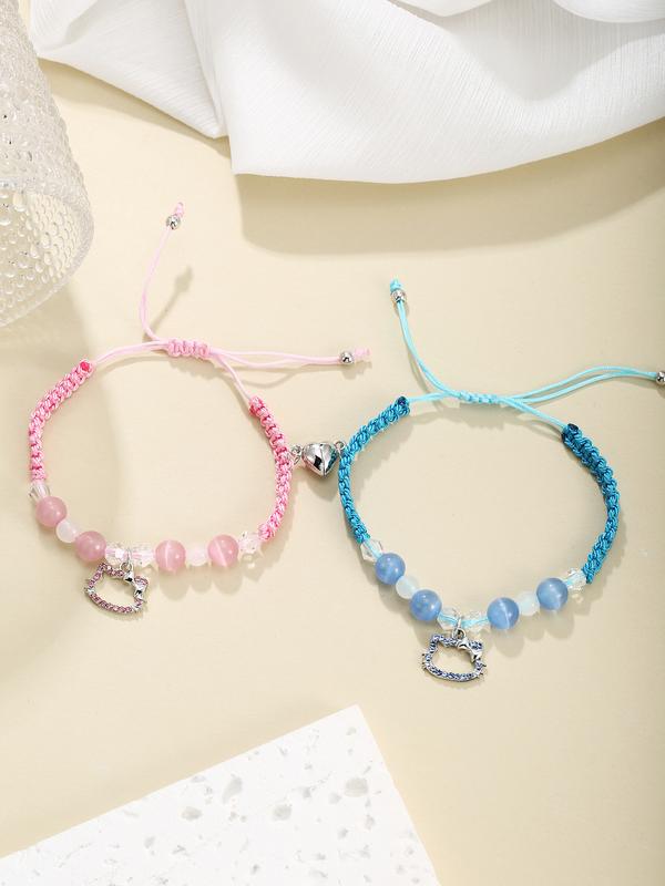 4Pcs Kitty Charm Bracelets for Lover or BFF