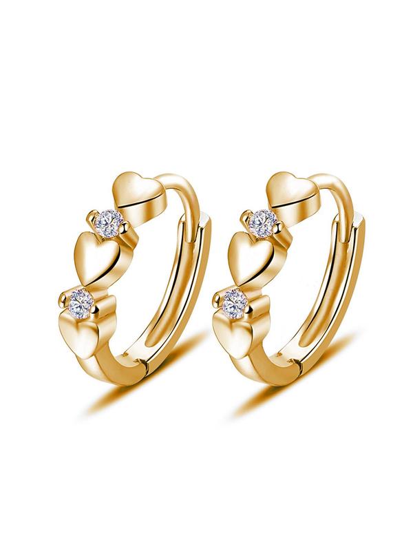 Cute Rhinestone Decor Heart Shaped Earrings As Gift for Girlfriend, Elegant Fashion Hoop Earrings, Anniversary Wedding Party Vintage Jewelry As Gifts for Women