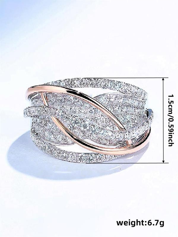 Elegant Rhinestone Decorated Ring,  Exquisite Trendy Ring for Women for Daily & Party Decoration, Wedding Engagement Anniversary Party Jewelry Gifts