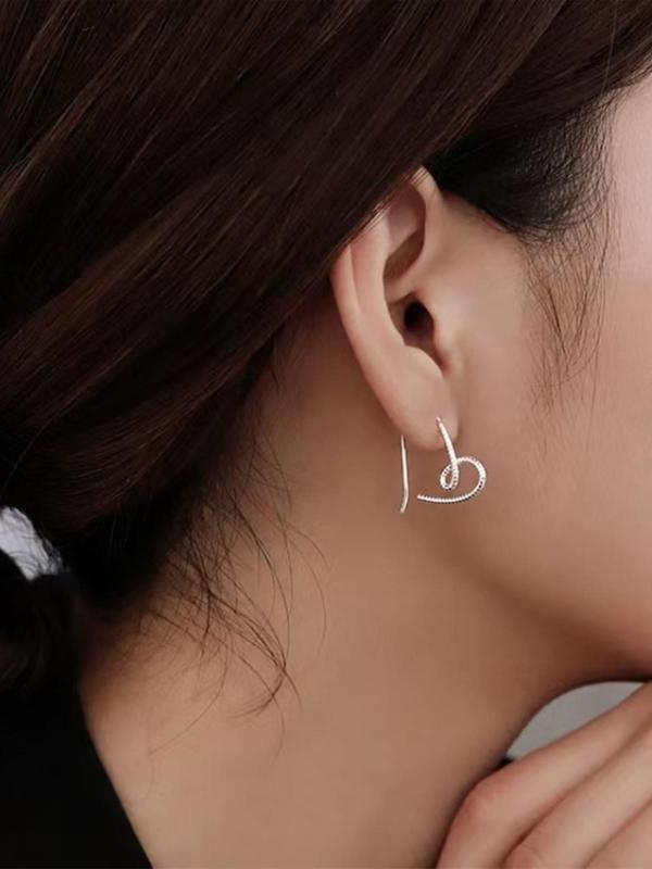 1 Pair Women's Elegant Heart Design Hoop Earrings, Casual Simple Style Plain Color Hoop Earrings, Fashionable Jewelry For Daily & Party Decoration