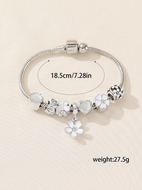 Fashion Elegant Temperament Flower Butterfly Rhinestone Decor Matching Beaded Bracelet, Casual Daily Wear Accessories for Women