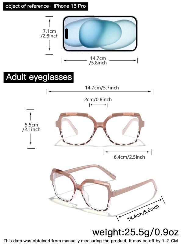 Unisex Fashionable Colorblock Frame Glasses, Casual Trendy Square Frame Eyeglasses for Everyday Use, Fashion Accessories for Outdoor Activities