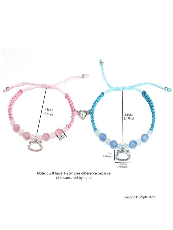 4Pcs Kitty Charm Bracelets for Lover or BFF