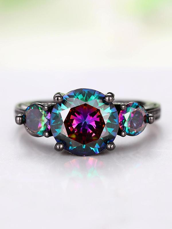 Women's Elegant Rhinestone Decor Wedding Ring, Trendy Exquisite Engagement Ring, Chic Luxury Jewelry As Gift for Girlfriend