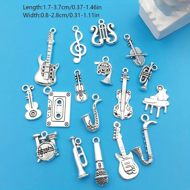 Musical Instrument Charms, 51pcs set Antique Guitar Notes Piano French Horn Saxophone Mix Pendants for DIY Necklace Bracelets Earrings Jewelry Making