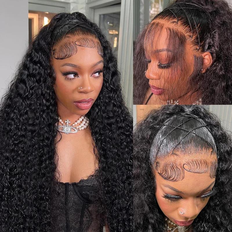 Bling Hair 180 Density Deep Wave 13x6 Lace Frontal Wig 30 32 Inch Wet and Wavy Curly Brazilian Transparent Real Hair 13x4 HD Lace Front Wigs For Black Women