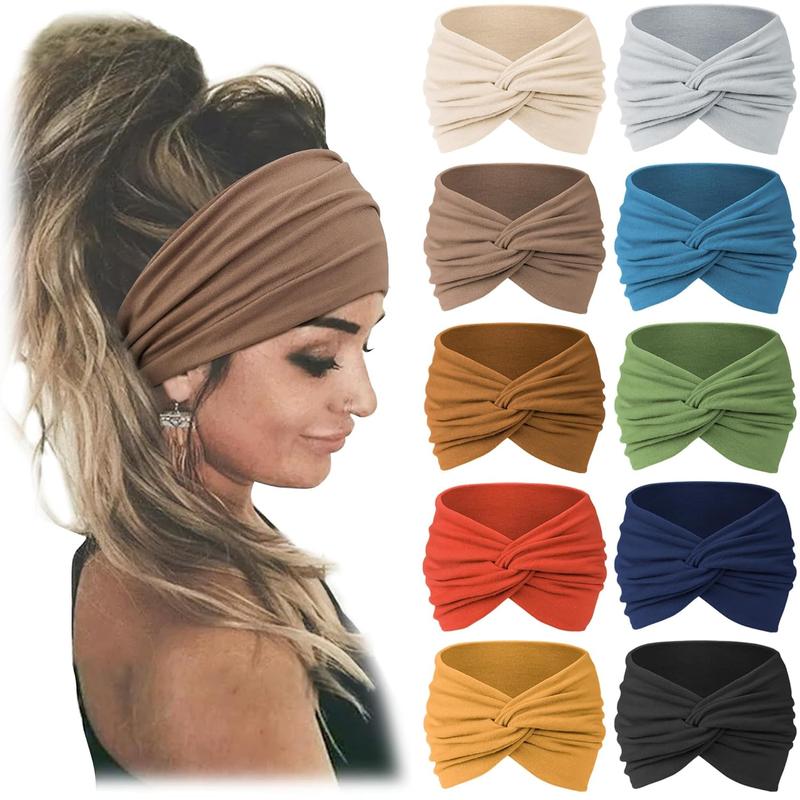 10PCS Women's Headband, Wide Hairband Headband Extension, Fashion Headband Hair Tie Bundle, Large Sports and Fitness Hair Bands, Fashionable Stretchy Hair Bands, Women's Hair Decoration Decoration, Christmas Decoration, Gifts for Women