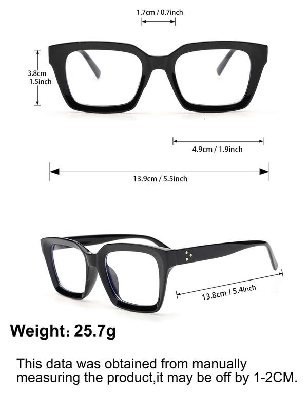 New Trend Plain Color Square & Oval Frame Eyeglasses, 2024 New Style Eyeglasses for Women & Men, Eyeglasses for Work, Daily, Student Back To School