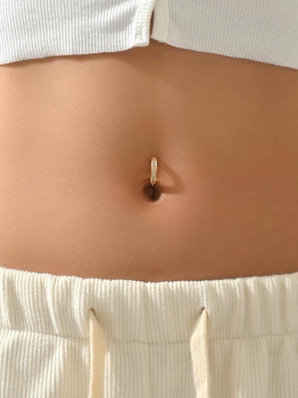 Women's Rhinestone Decorated Belly Ring, Elegant Trendy Belly Ring, Body Jewelry