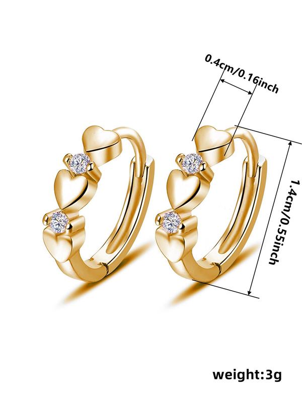 Cute Rhinestone Decor Heart Shaped Earrings As Gift for Girlfriend, Elegant Fashion Hoop Earrings, Anniversary Wedding Party Vintage Jewelry As Gifts for Women