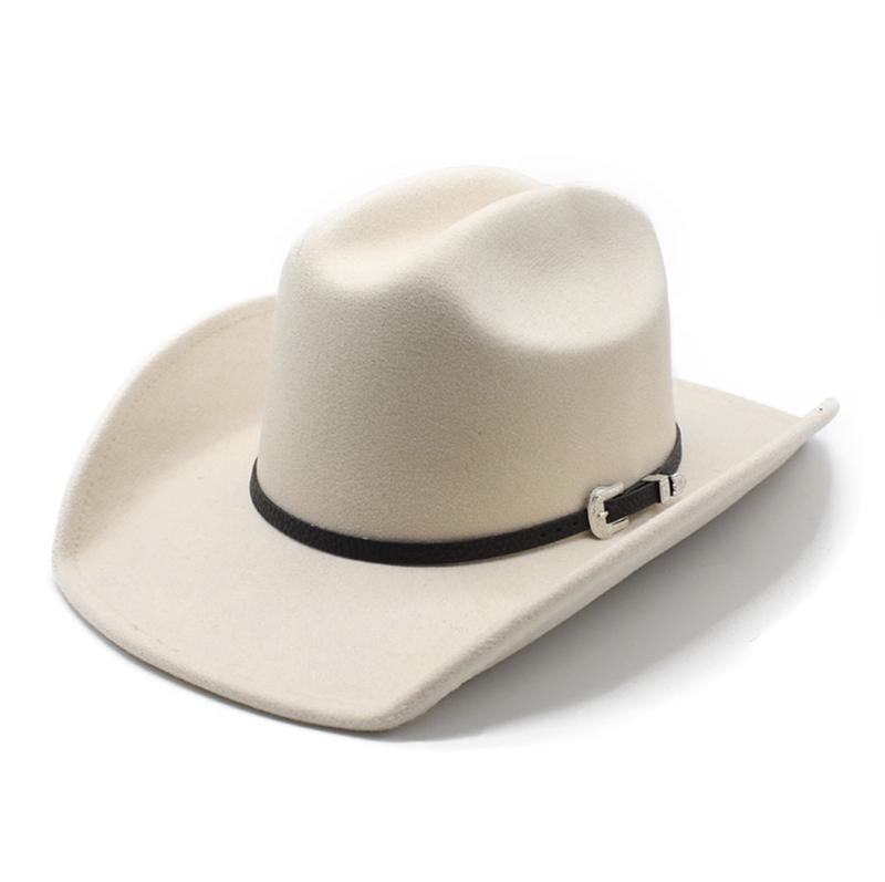 Men Women Western Cowboy Hat with Belt Winter Autumn Church Jazz Elegant Cowgirl Sombrero Caps