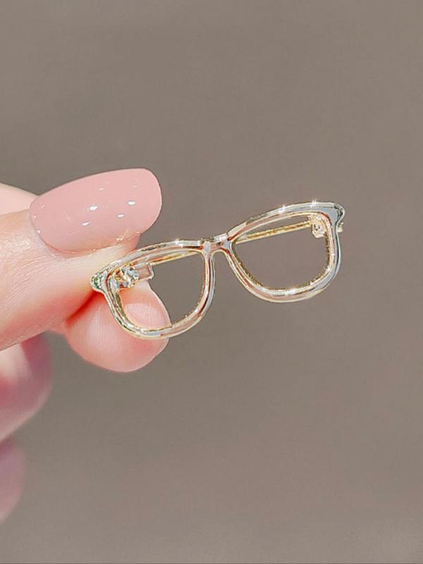 Women's Alloy Glossy Plain Color Eyeglasses Frame Brooch, Cute Trendy Collar Clip, Fashionable Clothes Accessories for Daily Decoration