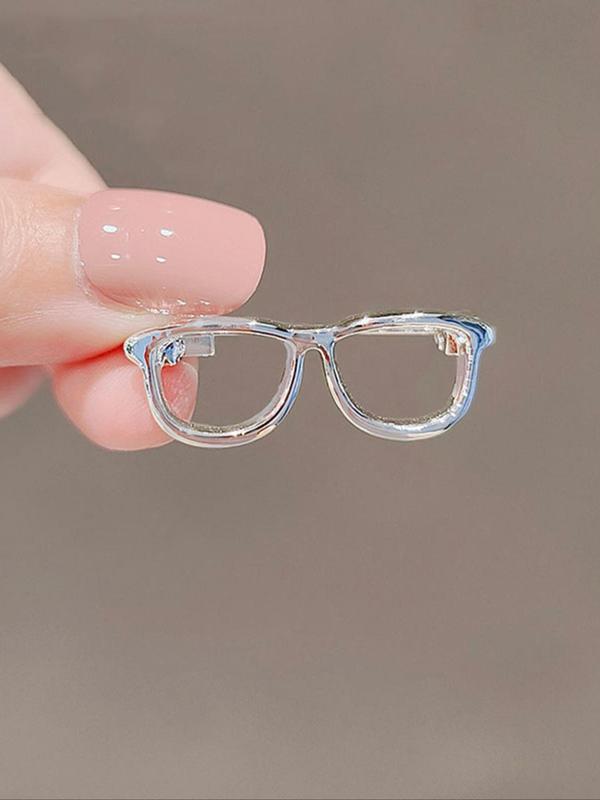 Women's Alloy Glossy Plain Color Eyeglasses Frame Brooch, Cute Trendy Collar Clip, Fashionable Clothes Accessories for Daily Decoration