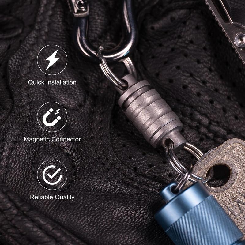 OKNIFE Otacle R1 Magnetic Keychain Connector, Esay Detachable Titanium Key Ring, Quick Release Key Linker to Bag and Carabiner, EDC Accessory for Fishing, Hiking and Outdoor