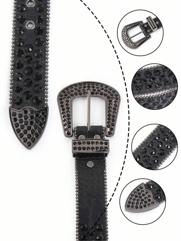 Rhinestone Decorated Belt, Fashionable Punk Style Belt for Women & Men, Trendy All-match & Exquisite Belt for Birthday Gift