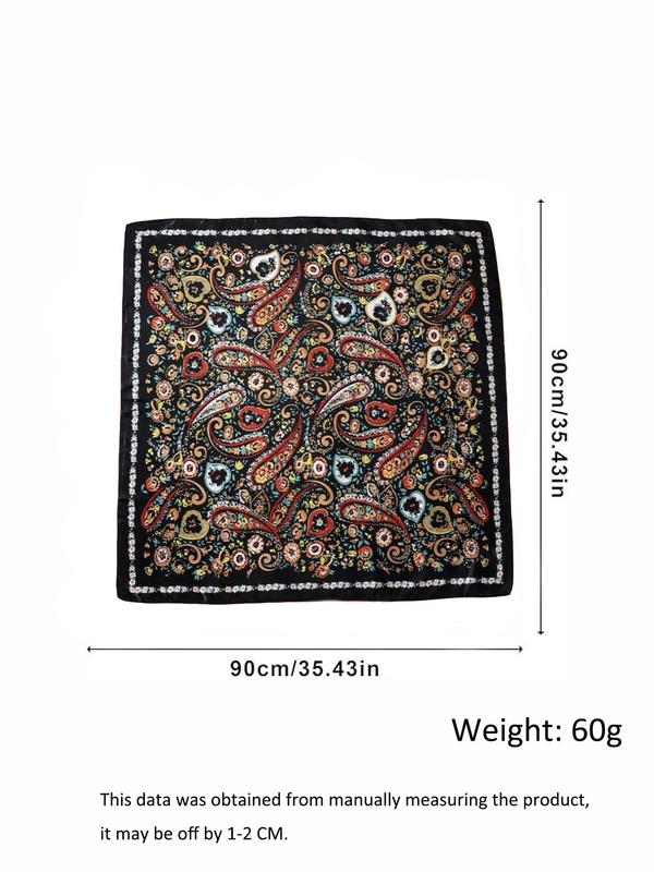 Women's Elegant Floral & Paisley Print Scarf, Exquisite Trendy Square Scarf Multifunctional Hair Band, Fashionable Scarf for Daily & Party Decoration