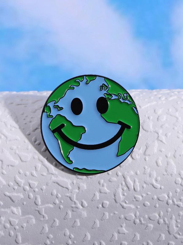 Earth Smile Design Brooch Pin, Fashionable Alloy Badge for Women & Men, Fashion Brooch for Daily Clothing Decor, Trendy All-match & Exquisite Brooch for Birthday Gift