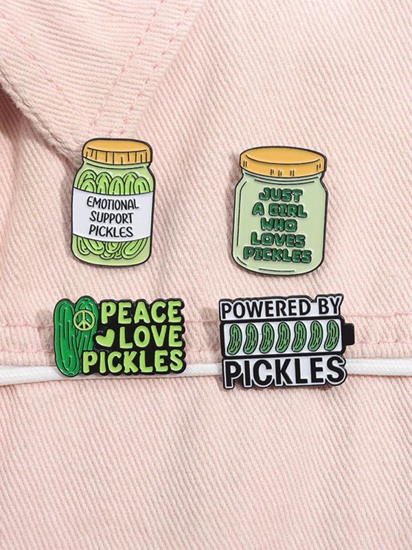 Cute Cucumber Food Design Brooches, Fashion Letter Pattern Alloy Brooch for Women & Men, Enamel Pin Suitable for Backpacks, Jeans, Scarves, Hats Decoration