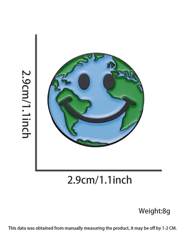 Earth Smile Design Brooch Pin, Fashionable Alloy Badge for Women & Men, Fashion Brooch for Daily Clothing Decor, Trendy All-match & Exquisite Brooch for Birthday Gift