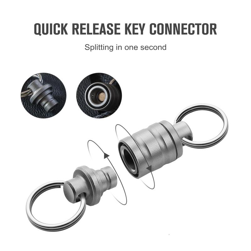 OKNIFE Otacle R1 Magnetic Keychain Connector, Esay Detachable Titanium Key Ring, Quick Release Key Linker to Bag and Carabiner, EDC Accessory for Fishing, Hiking and Outdoor