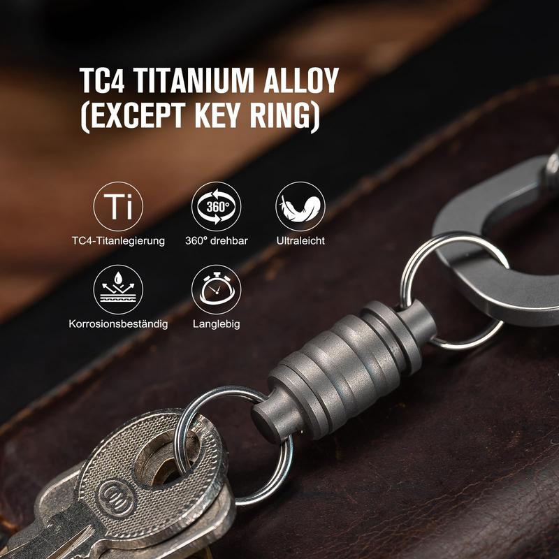 OKNIFE Otacle R1 Magnetic Keychain Connector, Esay Detachable Titanium Key Ring, Quick Release Key Linker to Bag and Carabiner, EDC Accessory for Fishing, Hiking and Outdoor