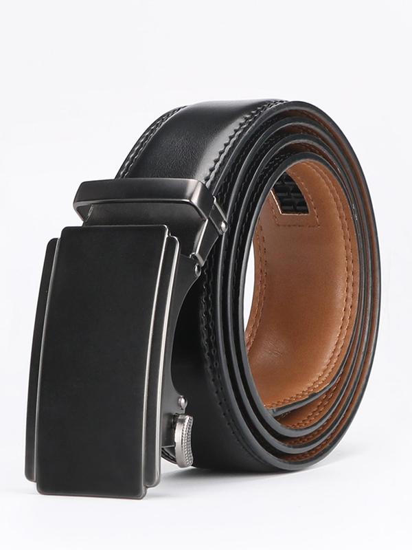 Men's Automatic Buckle Belt, Business Casual Pu Leather Belt for Work Office, Pu Leather Luxury Men Belts for Party, Daily Clothing Decor, for Birthday Gift