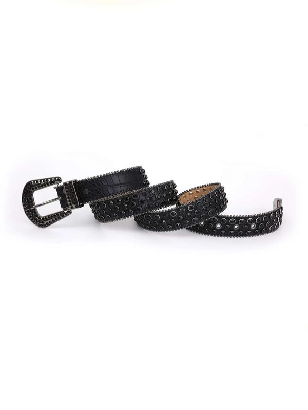 Rhinestone Decorated Belt, Fashionable Punk Style Belt for Women & Men, Trendy All-match & Exquisite Belt for Birthday Gift