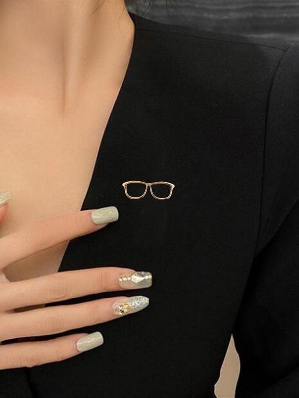 Women's Alloy Glossy Plain Color Eyeglasses Frame Brooch, Cute Trendy Collar Clip, Fashionable Clothes Accessories for Daily Decoration