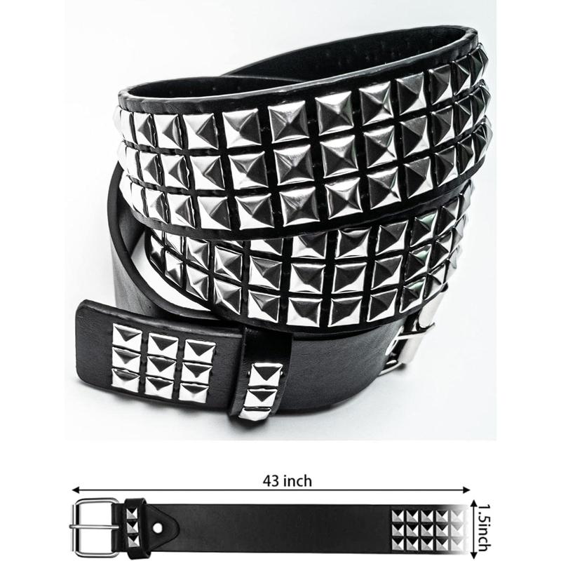 Punk Studded Belt for Women Rock Threads Goth Stud Pyramid Gothic Clothing (Black), Steudded Belt, 110 CM length