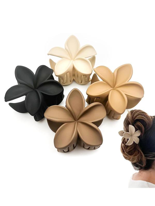 4pcs Mixed Color Flower Design Matte Non-slip Hair Clips, Casual and Versatile Hair Accessories for Women