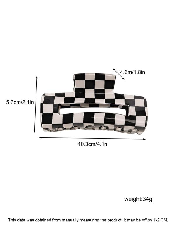 Checkerboard Pattern Hair Claw, Casual Versatile Hair Accessories for Women, Minimalist Headwear Suitable for Thick Hair, Fashion Hair Accessories for Party, Daily Clothing Decor