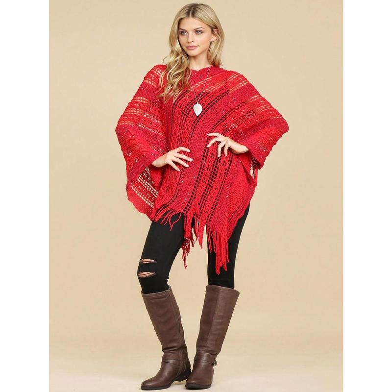 Style Lab Crochet Native Pattern Poncho