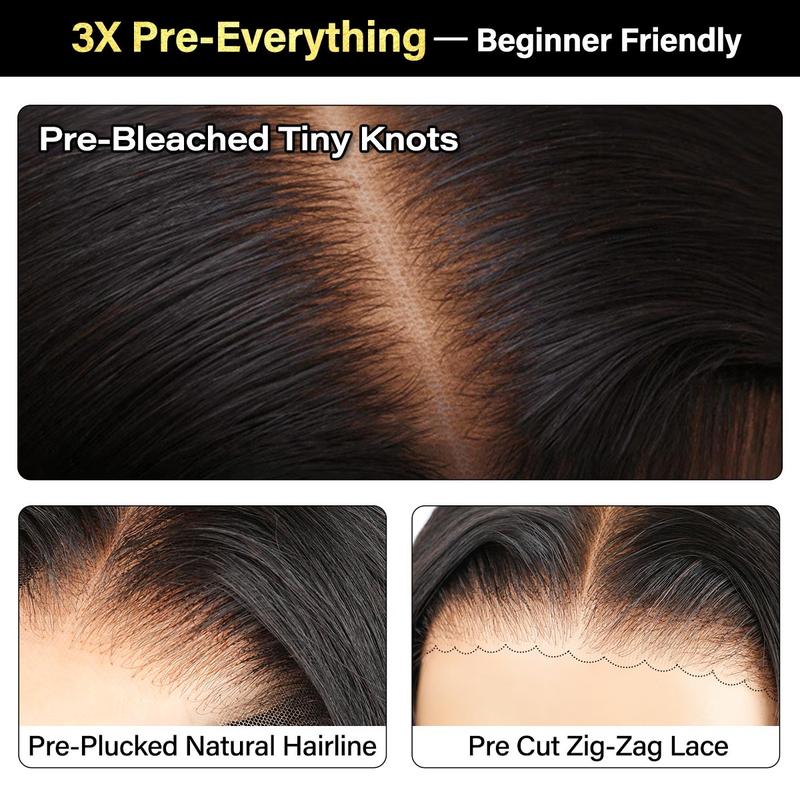 [NEW IN] OQ HAIR Silk Straight Pre-cut 7x5 HD Lace Wear Go Glueless Wig Bleached Mini Knots Beginner Friendly