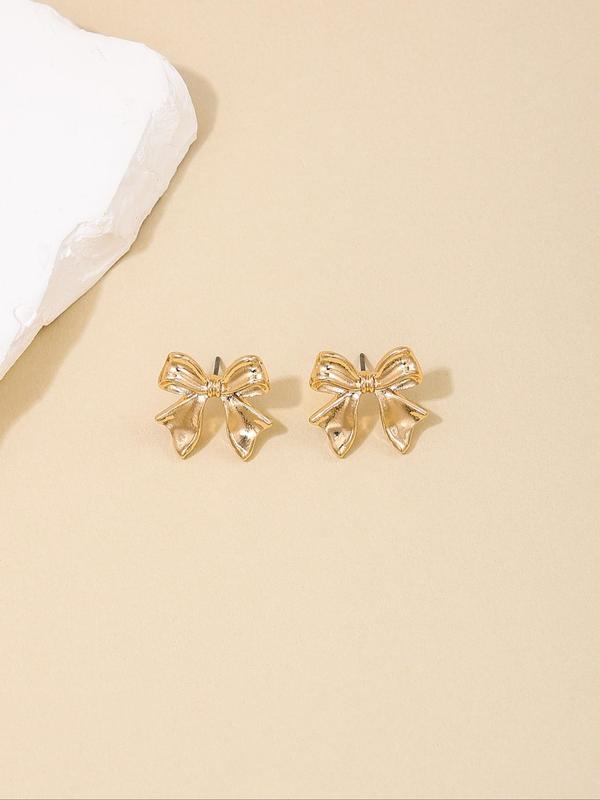 Cute Bow Decor Stud Earrings (1 Pair), Fashionable Jewelry for Women, Daily Clothing Decor, Trendy All-match & Exquisite Jewelry for Birthday Gift