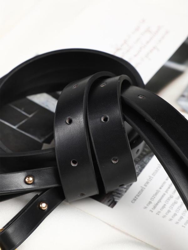 Women's Solid Color Adjustable Buckle Belt, Fashion Pu Leather Belts for Dresses Skirting for Party and Daily Clothing Decor, Trendy All-match & Exquisite Belt for Birthday Gift