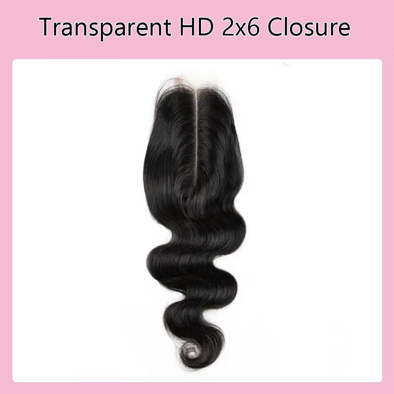 [Wequeen] 2x6 HD Lace Closure Straight Body Wave Skin-Like Closure Human Hair 14-18inch #1B Natural Black