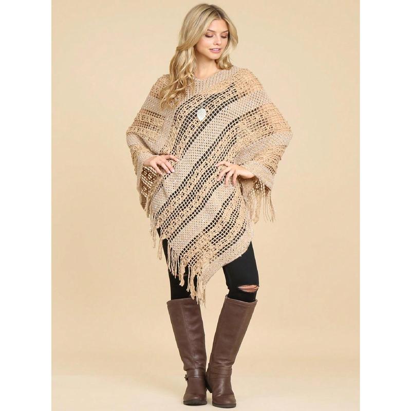 Style Lab Crochet Native Pattern Poncho