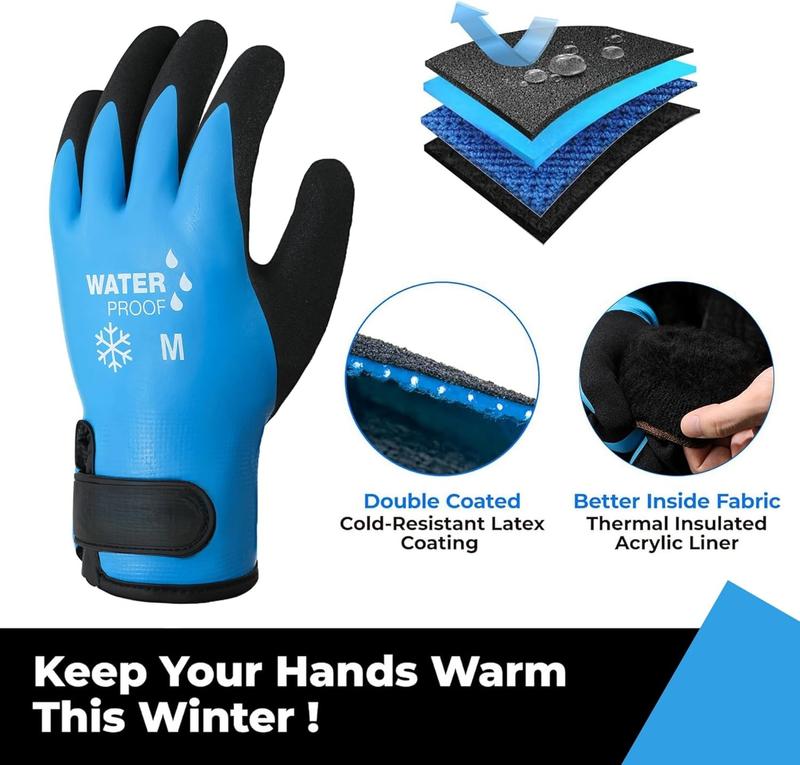 Waterproof Winter Work Gloves for Men and Women,Foam Latex Coated and Thermal Insulated Gloves for Cold Weather